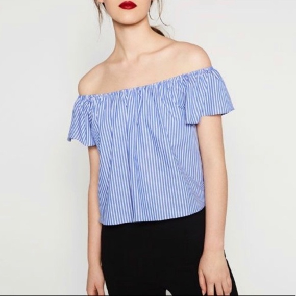 NWT ZARA Striped Off Shoulder Top - Picture 3 of 10